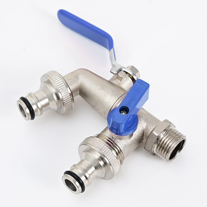 Robinet extérieur de jardin vannes double sorties - Argenté