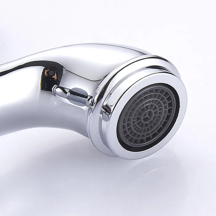 Robinet lavabo salle de bain rétro poignée céramique - Argenté - Laiton