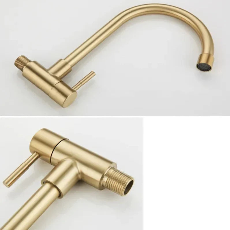 Robinet évier cuisine minimaliste mural encastrable mitigeur - Doré