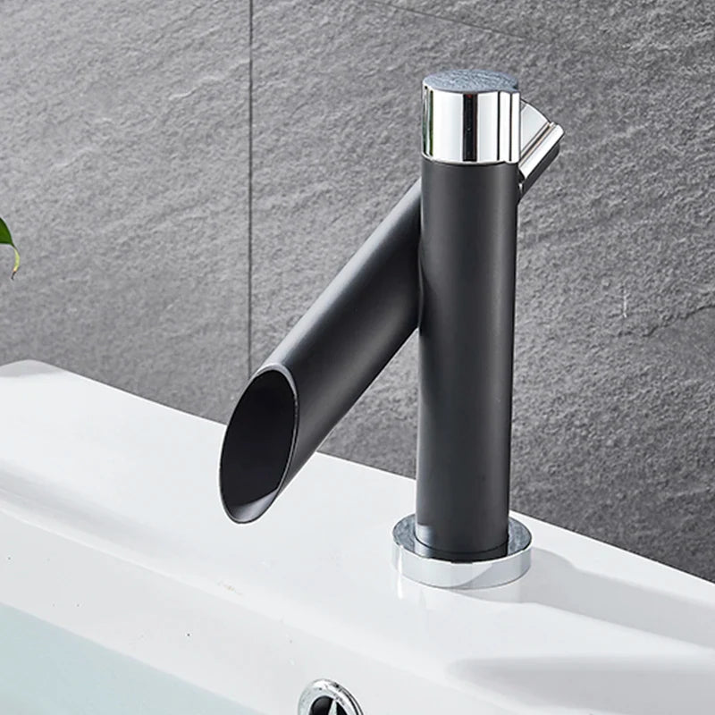 Robinet style bambou lavabo salle de bain - Noir - Laiton