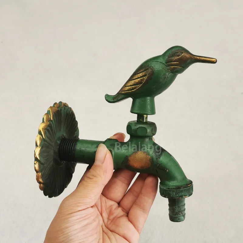 Robinet extérieur de jardin rétro fleur animaux - Vert