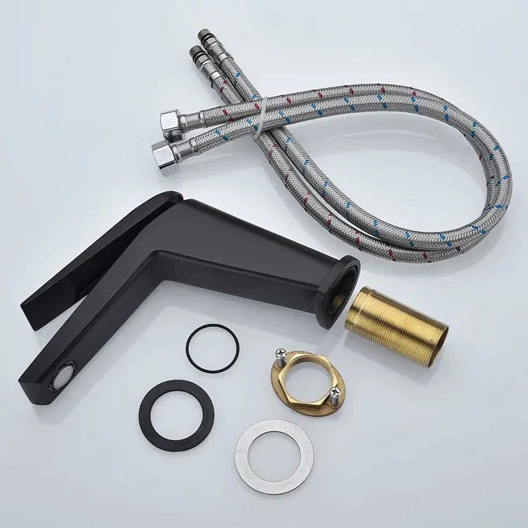 Robinet lavabo salle de bain minimaliste mitigeur - Noir - Laiton