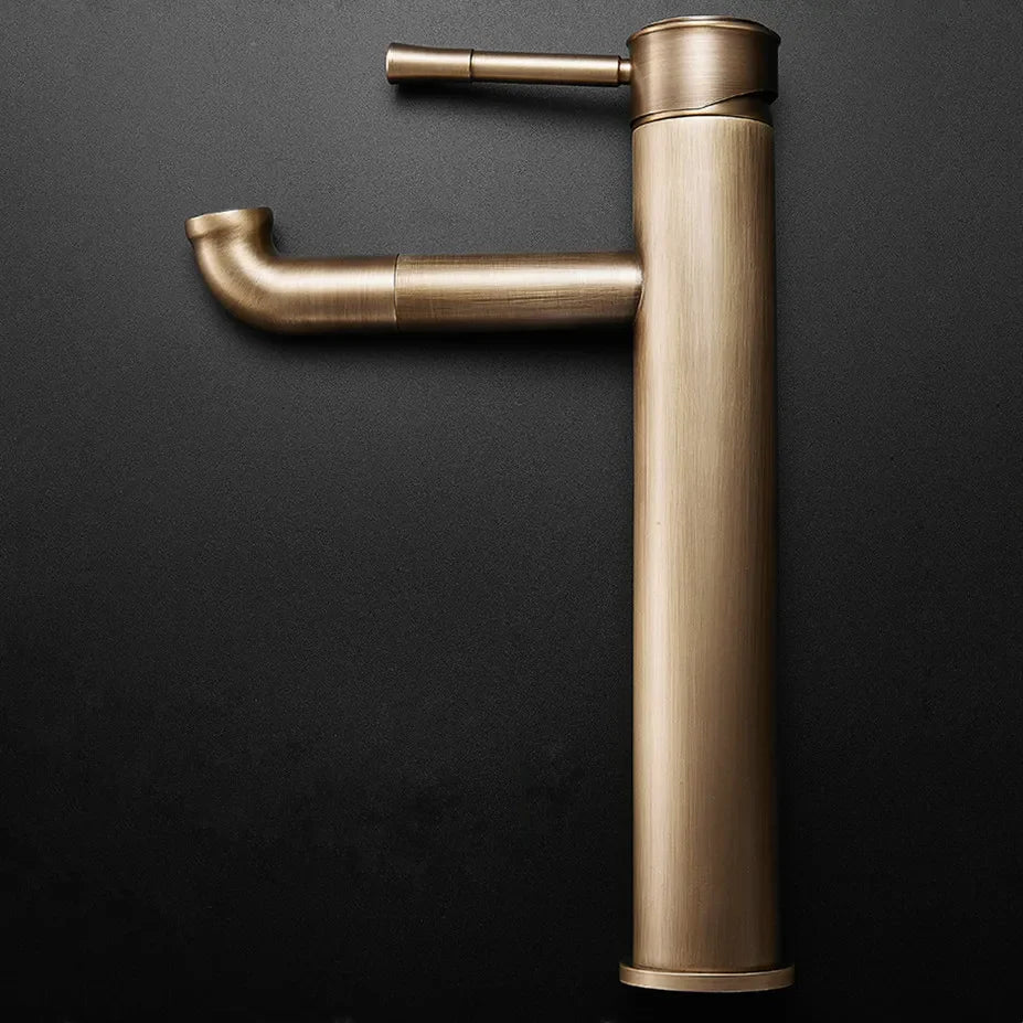 Robinet lavabo salle de bain bec rotatif vintage - Doré - Laiton