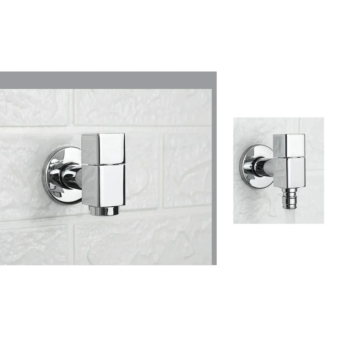 Robinet extérieur de jardin moderne cubique mural - Argenté - Laiton