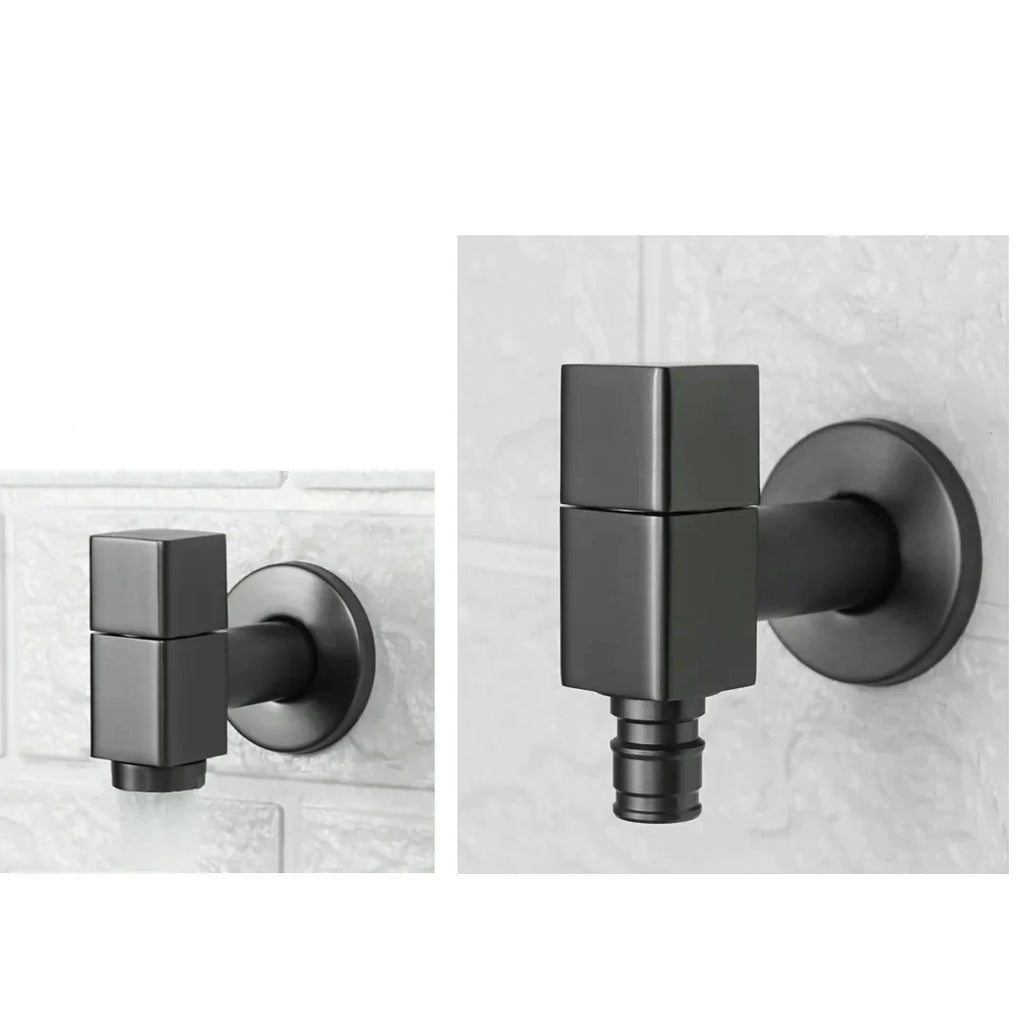 Robinet extérieur de jardin moderne cubique mural - Argenté - Laiton