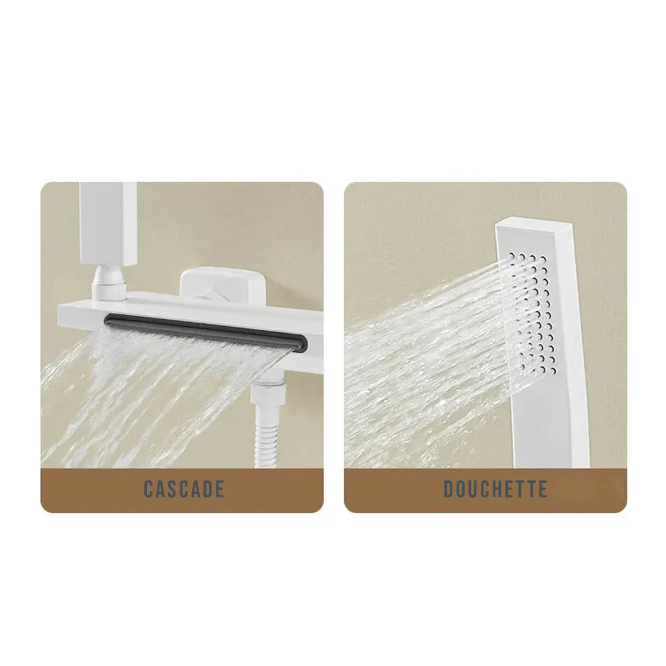 Robinet baignoire cascade douchette salle de bain - Noir - Laiton