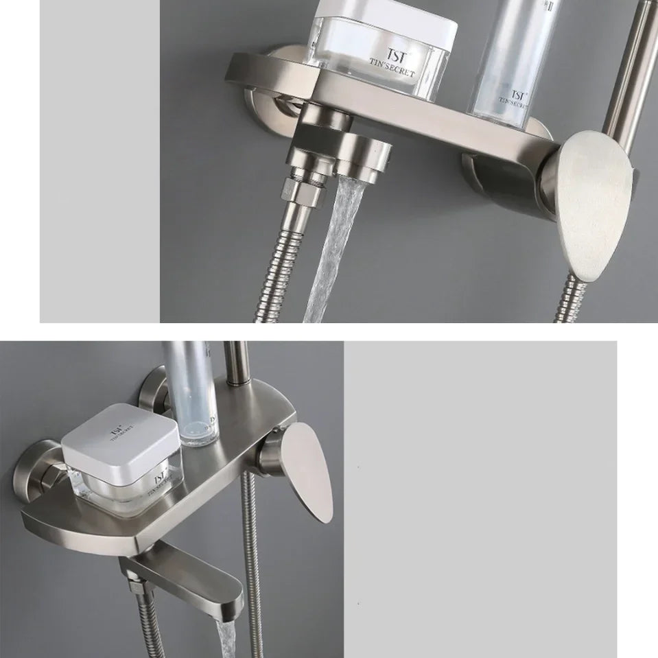 Robinet baignoire minimaliste douchette - Argenté - Laiton