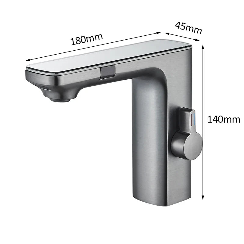 Robinet lavabo tactile affichage thermostatique numérique - Blanc - Laiton