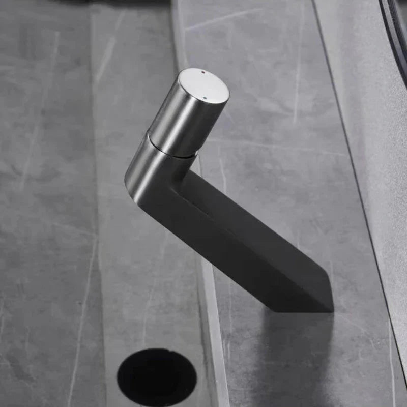 Robinet lavabo salle de bain mitigeur poignée ronde - Argenté - Laiton