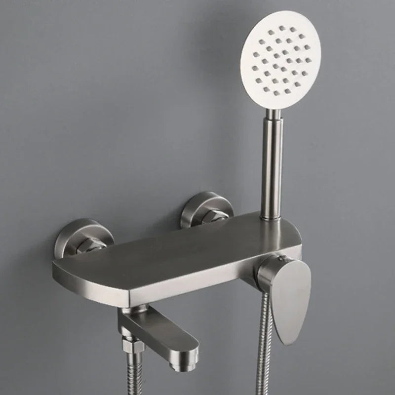 Robinet baignoire minimaliste douchette - Argenté - Laiton