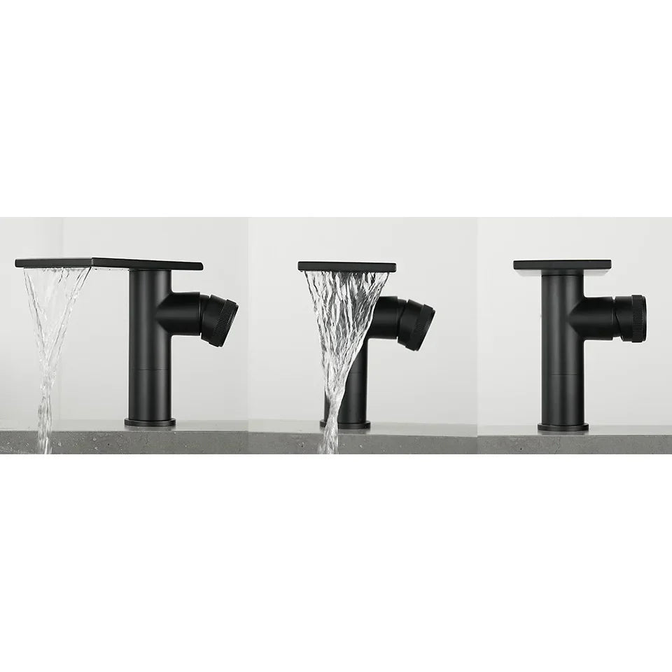 Robinet moderne bec plat mitigeur - Noir - Laiton