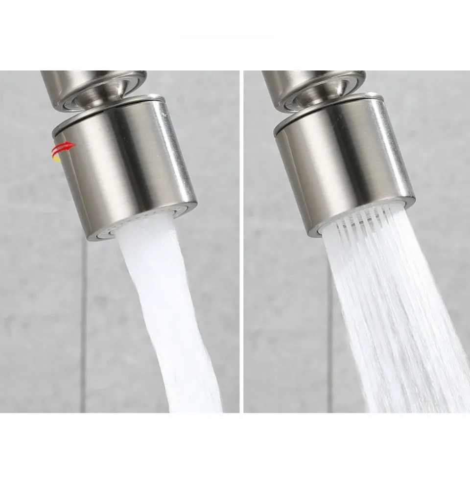 Robinet évier cuisine mural encastrable pivotant mitigeur - Argenté