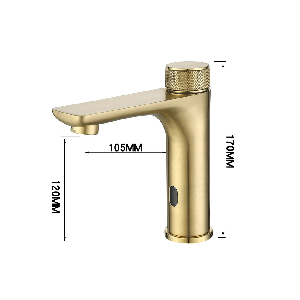 Robinet lavabo salle de bain tactile mitigeur rond - Doré - Laiton