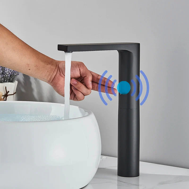 Robinet cuisine évier minimaliste tactile - Noir - Laiton