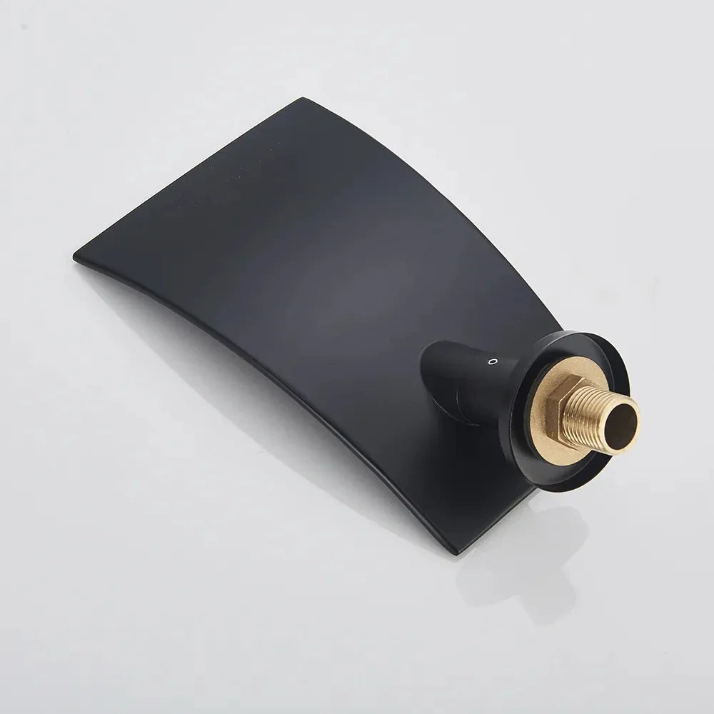 Robinet encastrable mural bec cascade - Noir - Laiton