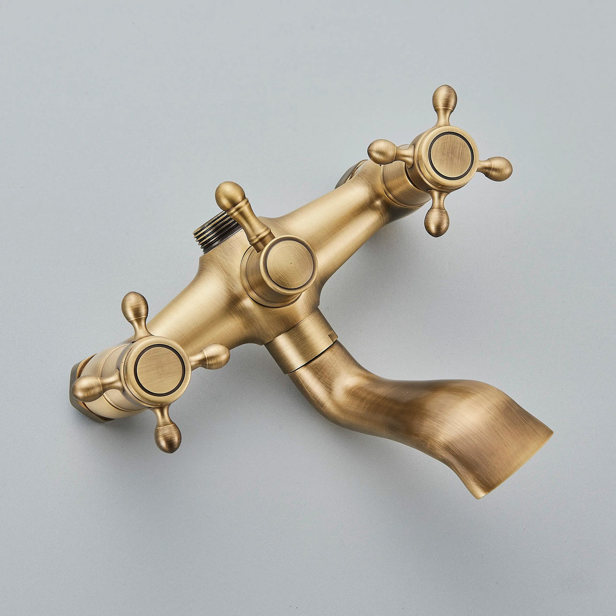 Robinet baignoire salle de bain rétro céramique douchette - Doré - Laiton