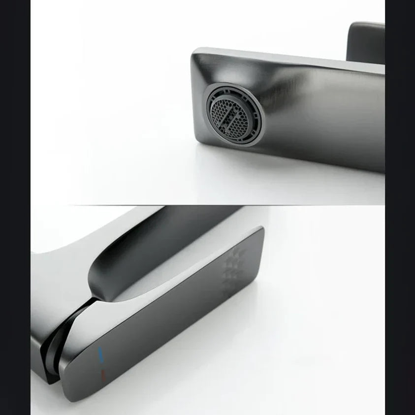 Robinet lavabo salle de bain design épuré - Argenté - Laiton