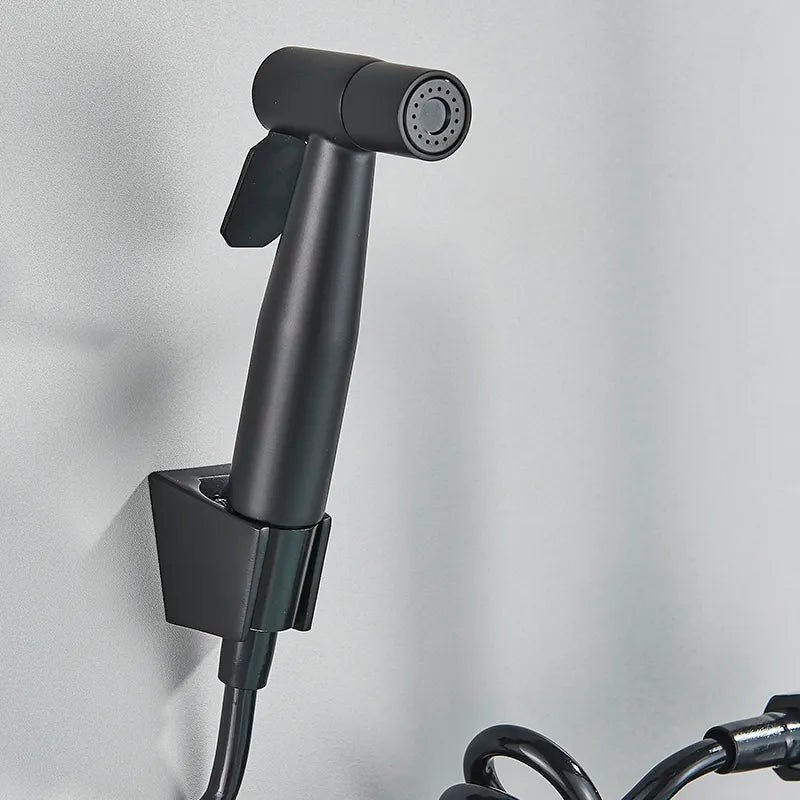 Robinet évier cuisine mural encastrable douchette pistolet flexible - Noir