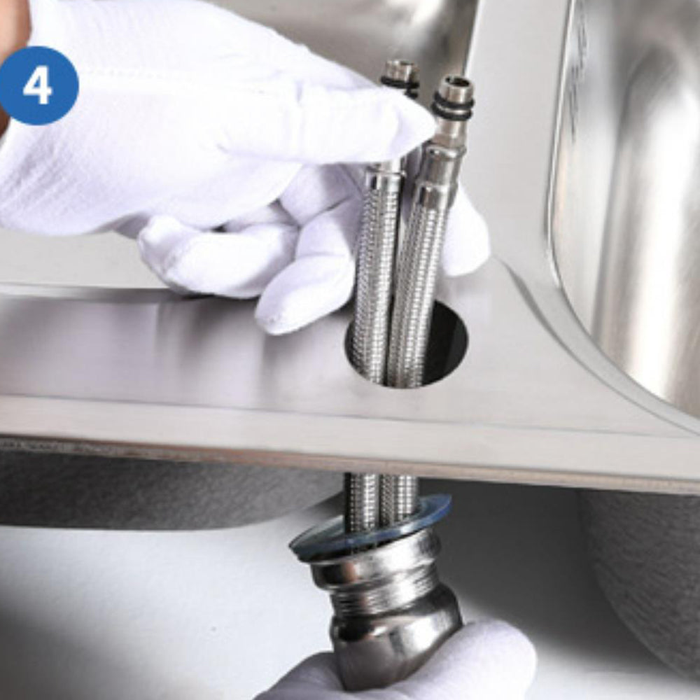 Robinet cuisine évier design fin style bambou - Argenté