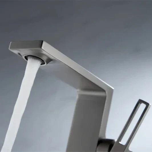 Robinet lavabo salle de bain plat rectangulaire minimaliste - Argenté - Laiton