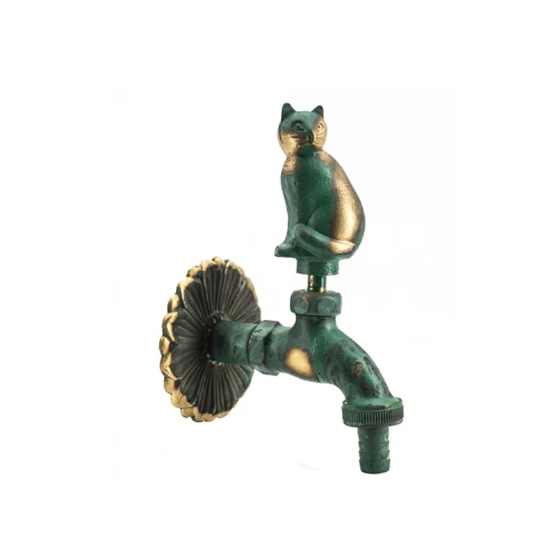 Robinet extérieur de jardin rétro fleur animaux - Vert