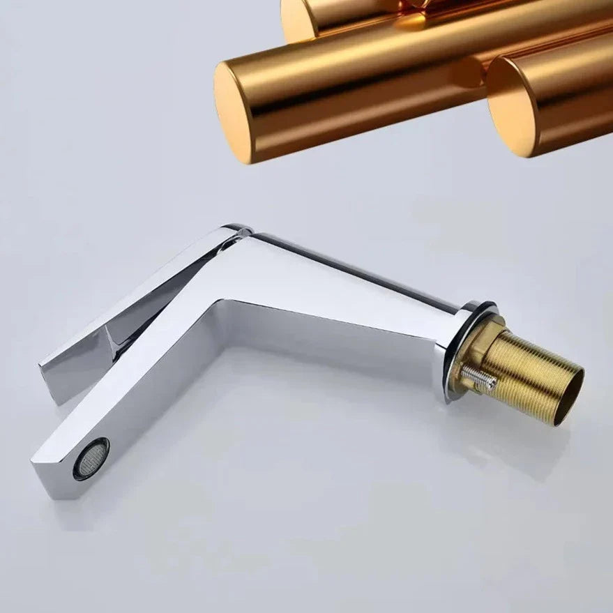 Robinet lavabo salle de bain minimaliste mitigeur - Argenté - Laiton