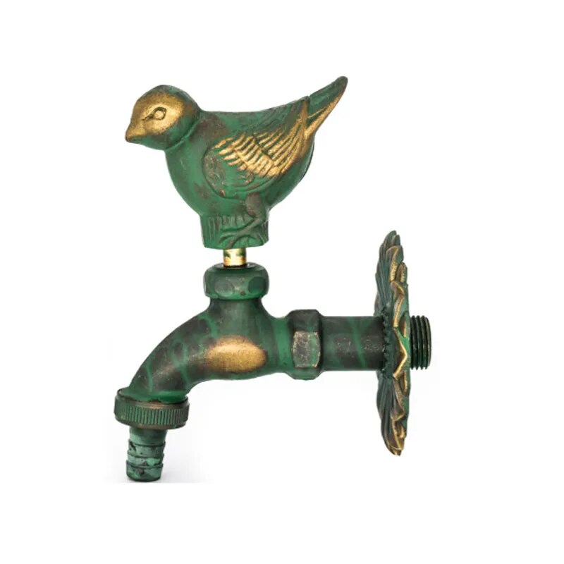 Robinet extérieur de jardin rétro fleur animaux - Vert