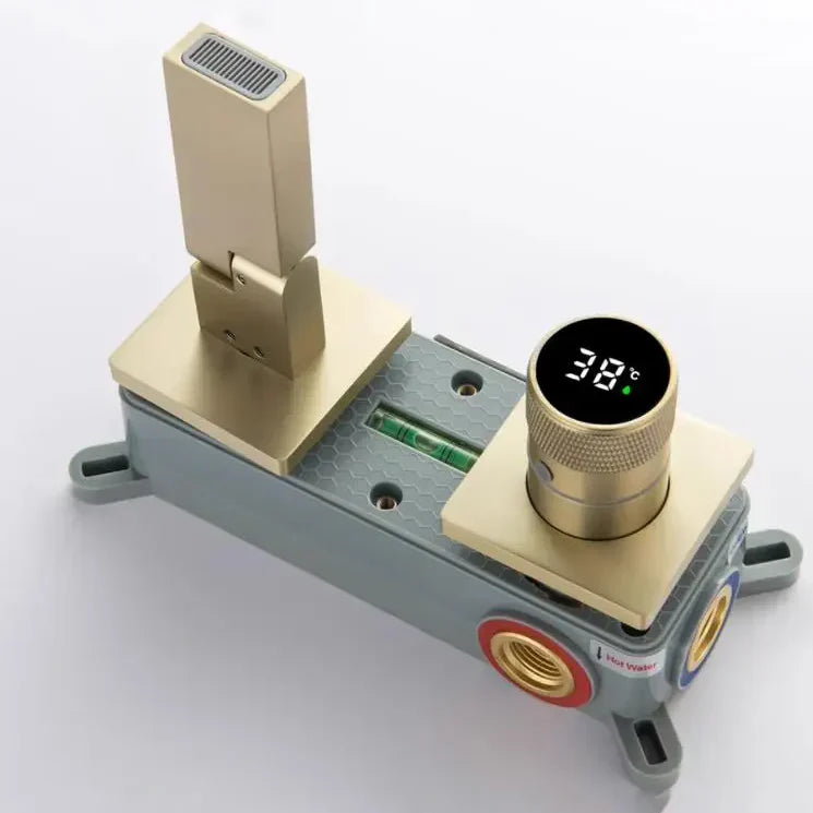 Robinet salle de bain lavabo mural encastrable pivotant - Doré - Laiton