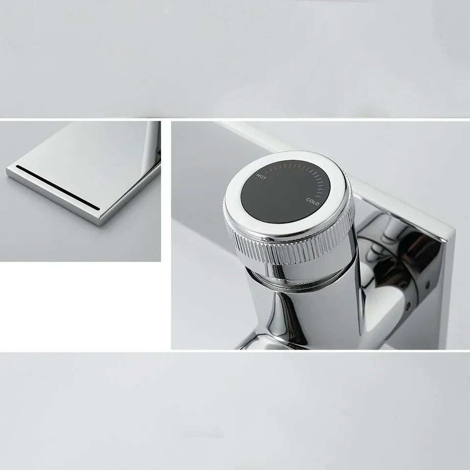 Robinet moderne bec plat mitigeur - Argenté - Laiton