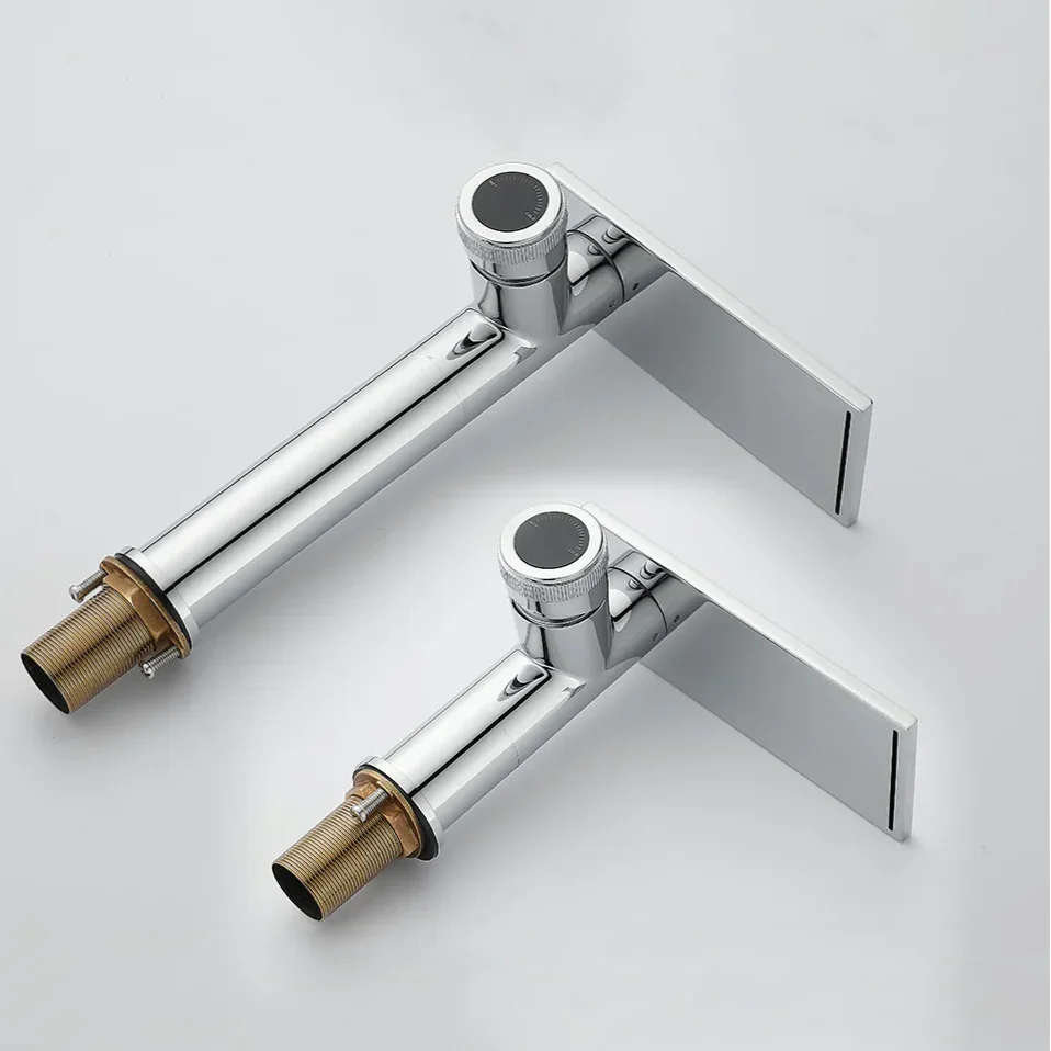 Robinet moderne bec plat mitigeur - Argenté - Laiton