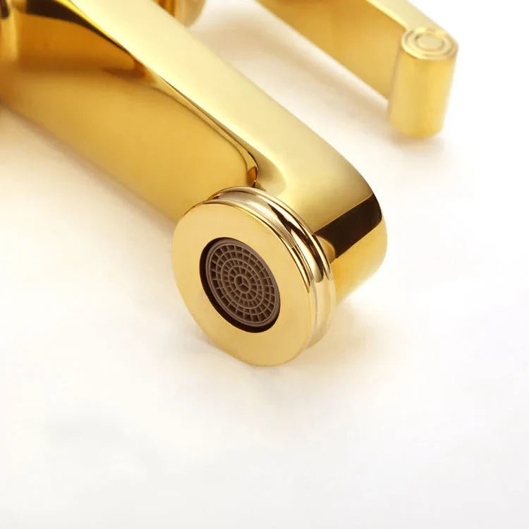 Robinet rétro salle de bain lavabo arabesque - Doré - Laiton