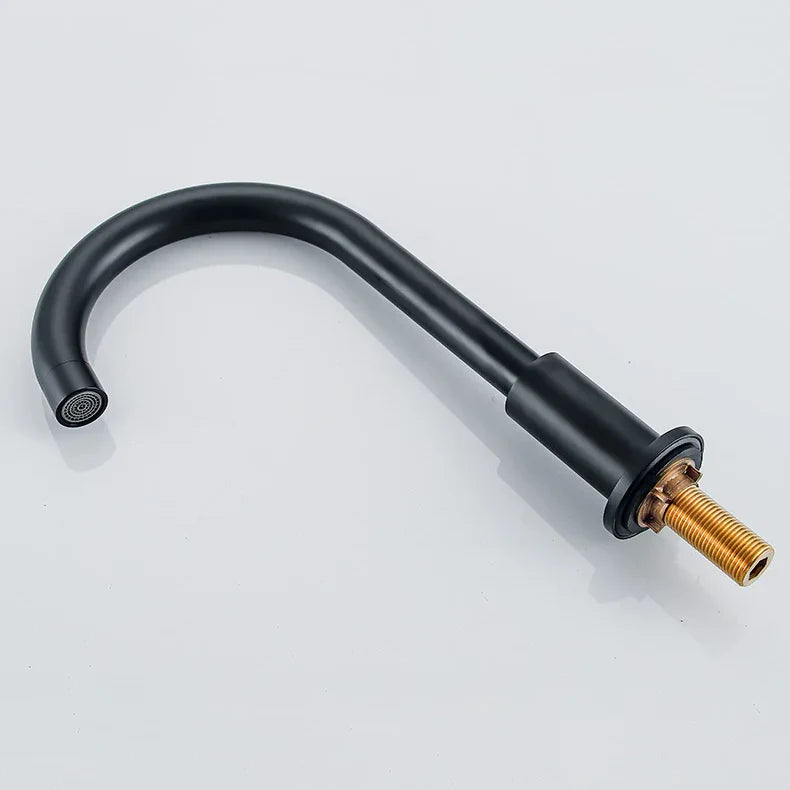 Robinet moderne poignées déportées lavabo salle de bain - Noir - Laiton