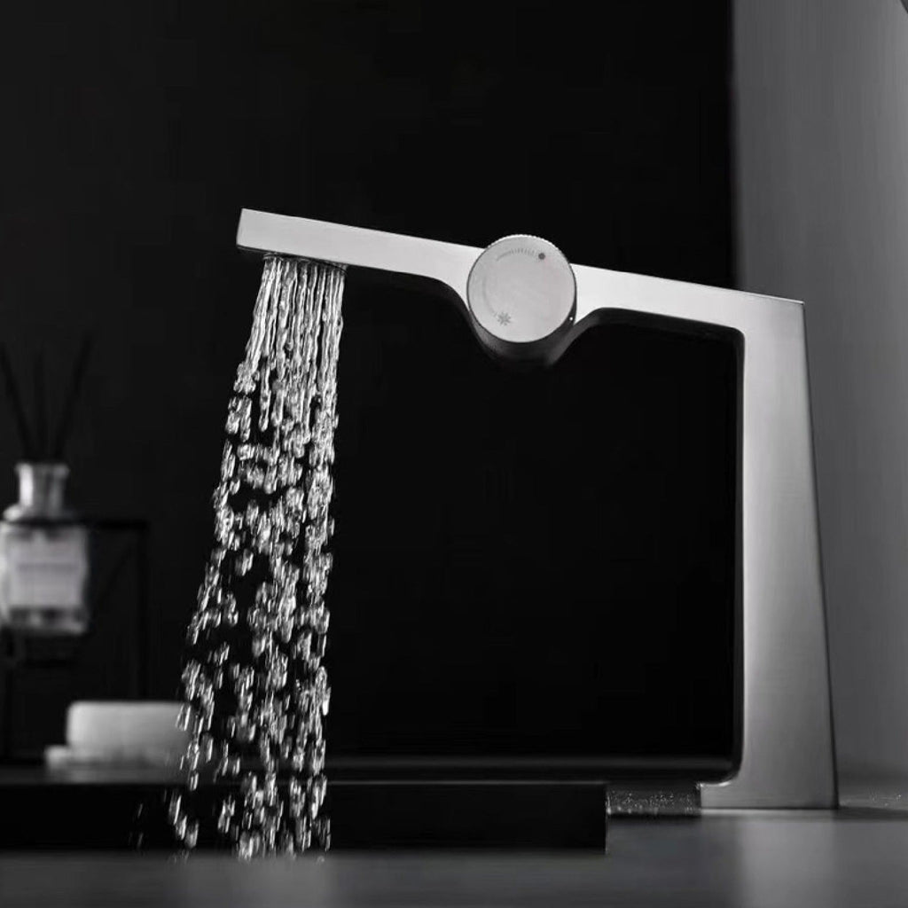 Robinet salle de bain lavabo design contemporain mitigeur - Argenté - Laiton