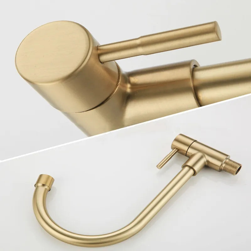 Robinet évier cuisine minimaliste mural encastrable mitigeur - Doré