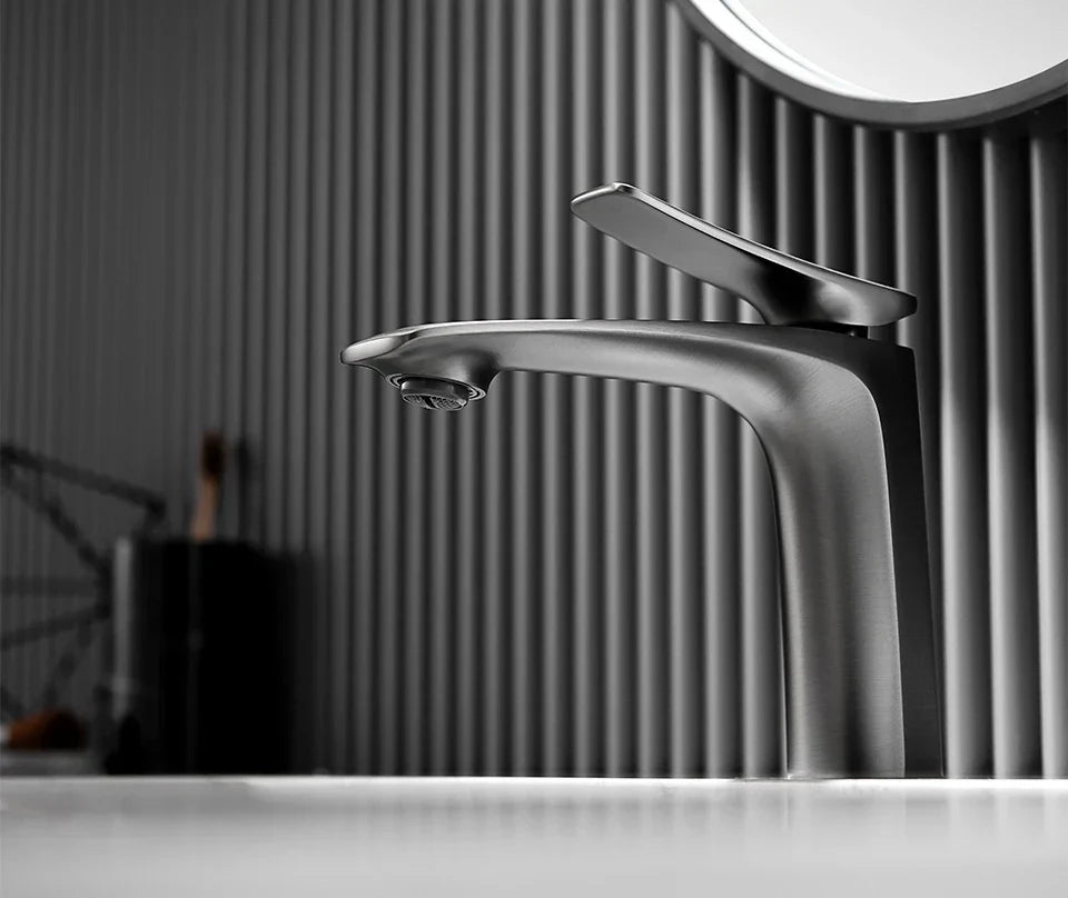 Robinet mitigeur minimaliste lavabo salle de bain - Argenté - Laiton