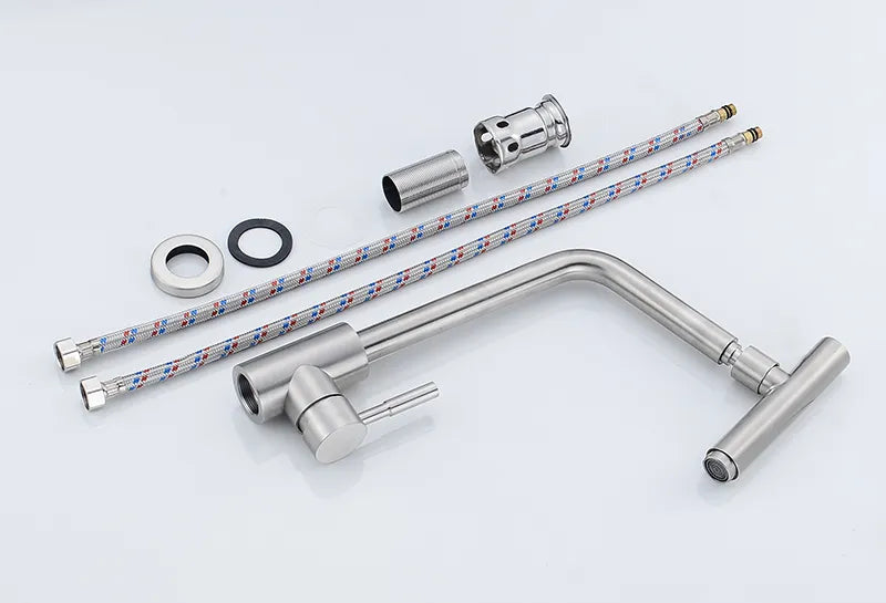 Robinet fin évier de cuisine bec pivotant - Argenté