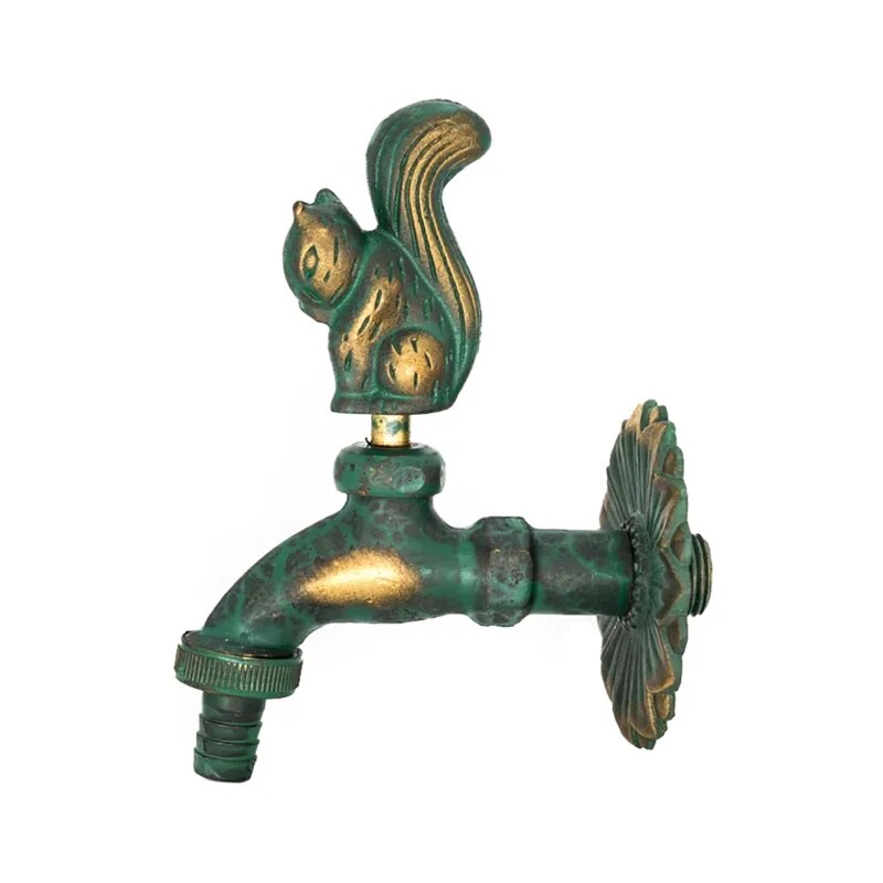 Robinet extérieur de jardin rétro fleur animaux - Vert