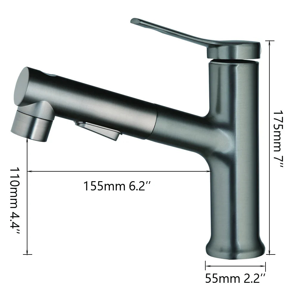 Robinet lavabo salle de bain deux jets - Argenté - Laiton
