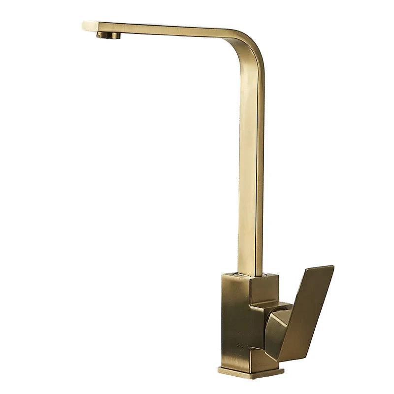 Robinet évier cuisine plat fin mitigeur rectangulaire - Doré - Laiton