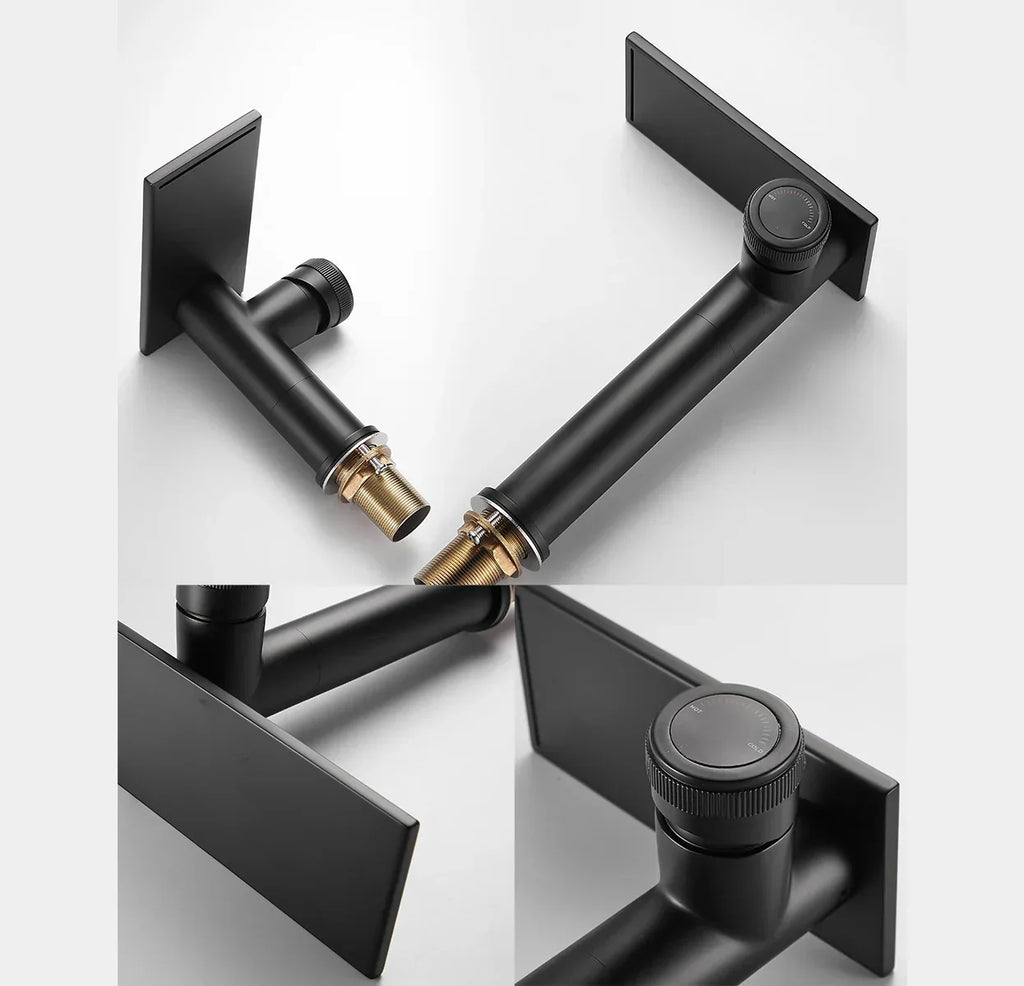 Robinet moderne bec plat mitigeur - Noir - Laiton