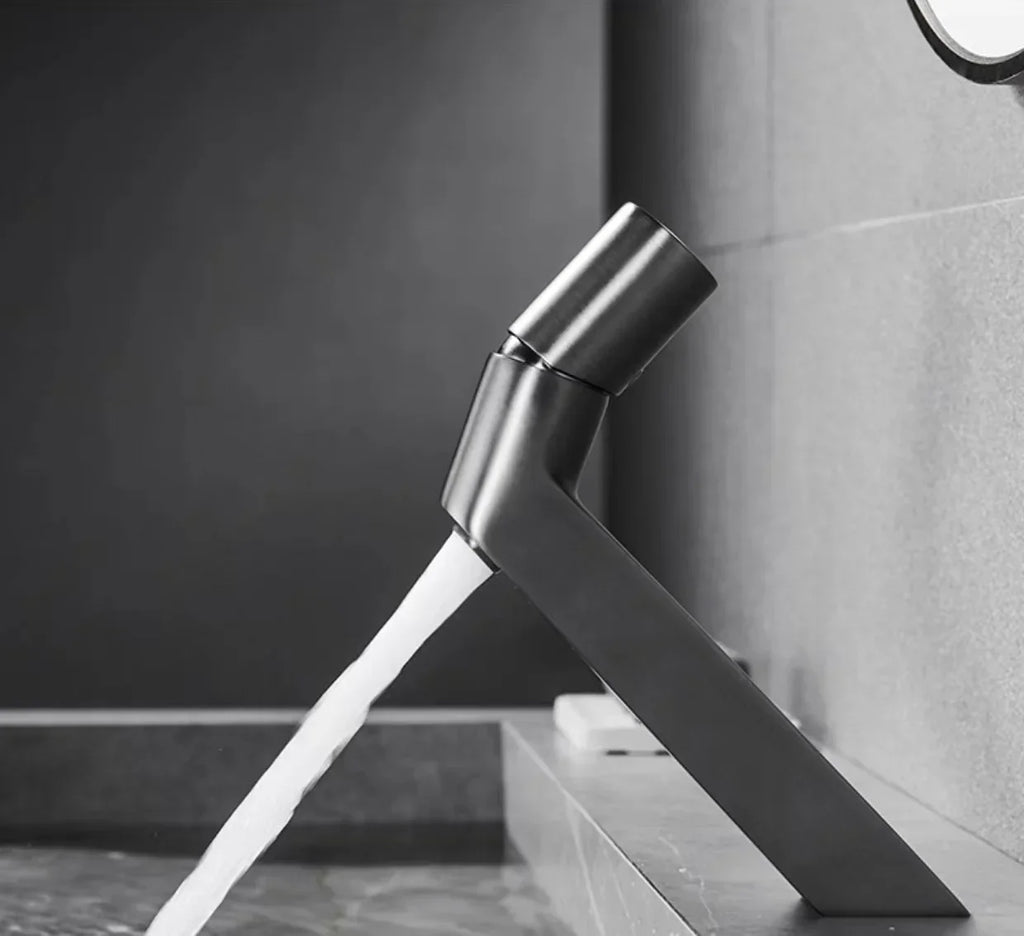 Robinet lavabo salle de bain mitigeur poignée ronde - Argenté - Laiton