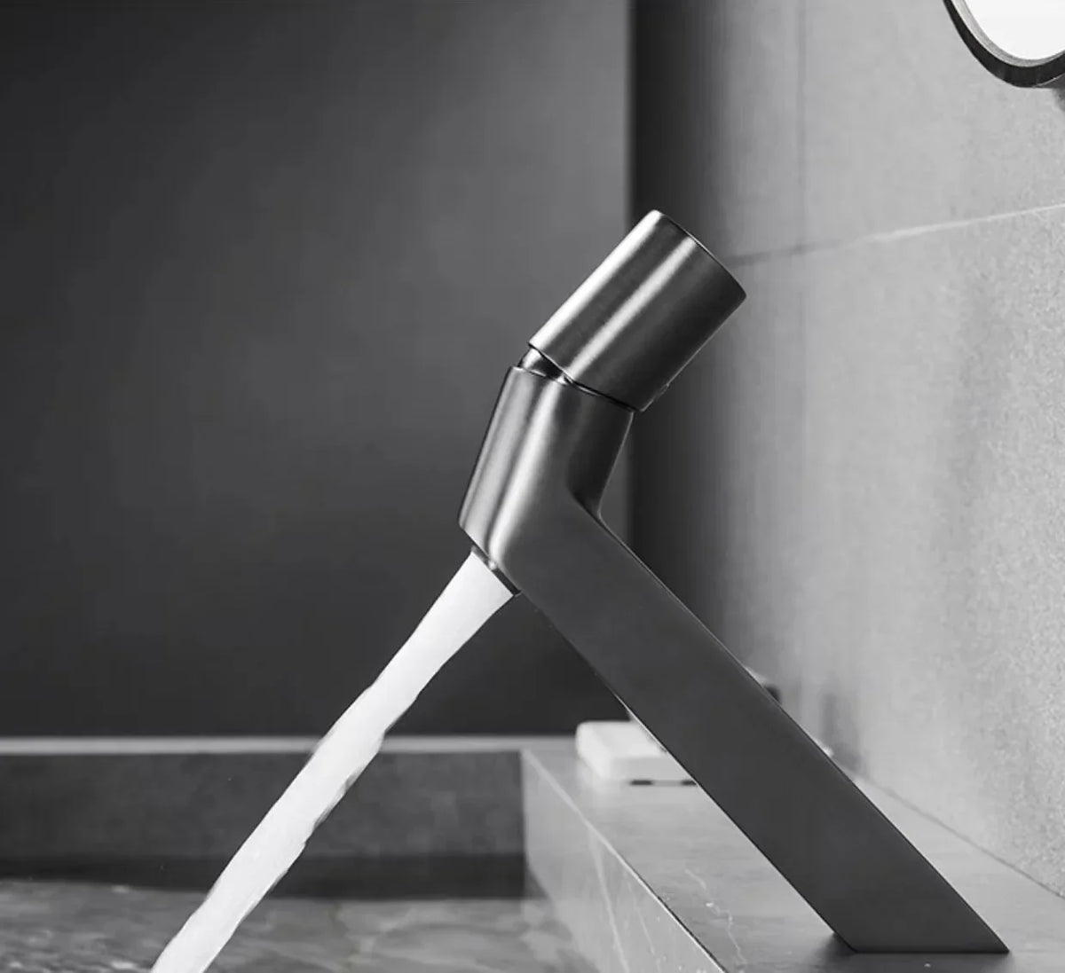 Robinet lavabo salle de bain mitigeur poignée ronde - Argenté - Laiton