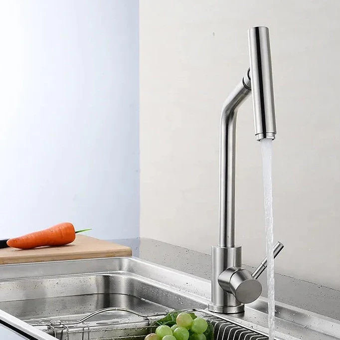 Robinet fin évier de cuisine bec pivotant - Argenté