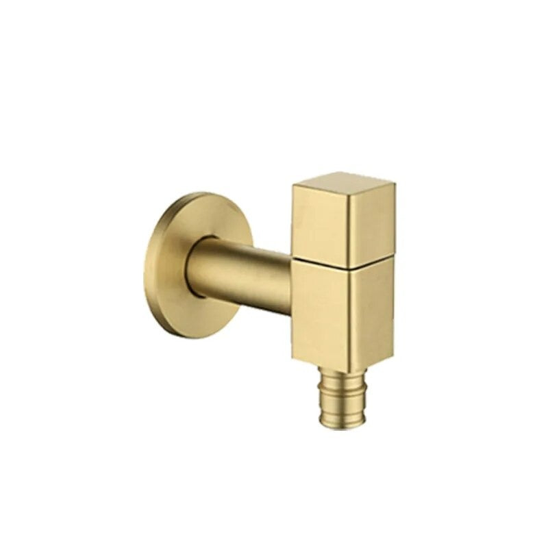 Robinet extérieur de jardin moderne cubique mural - Doré - Laiton