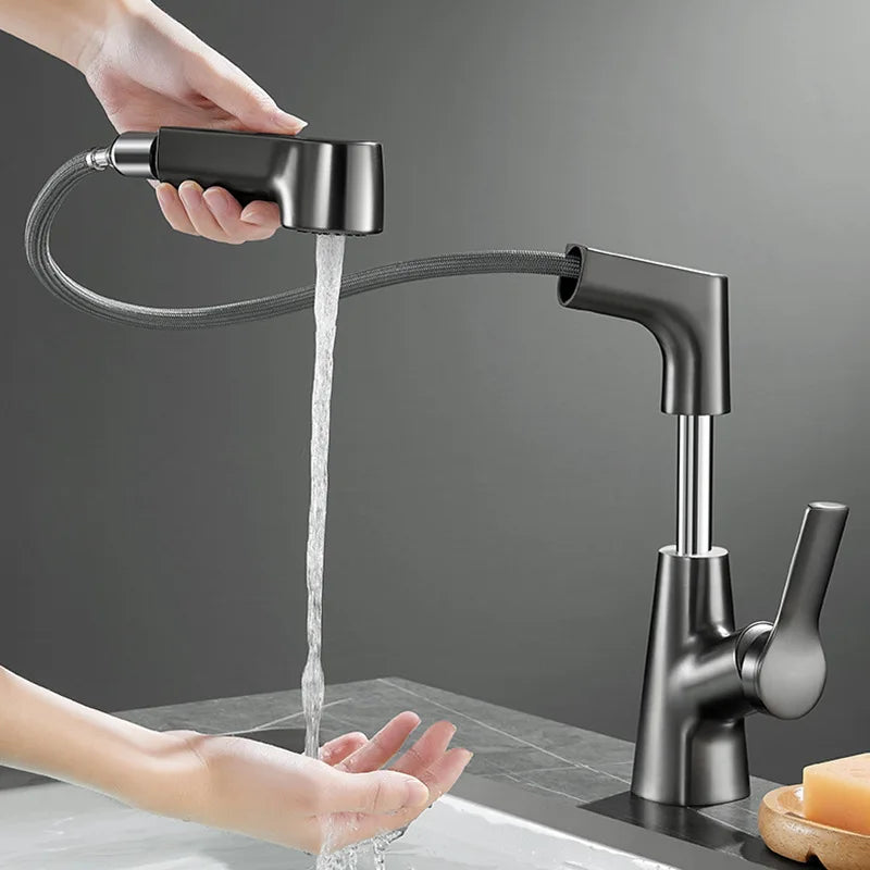 Robinet évier cuisine flexible douchette hauteur réglable - Argenté