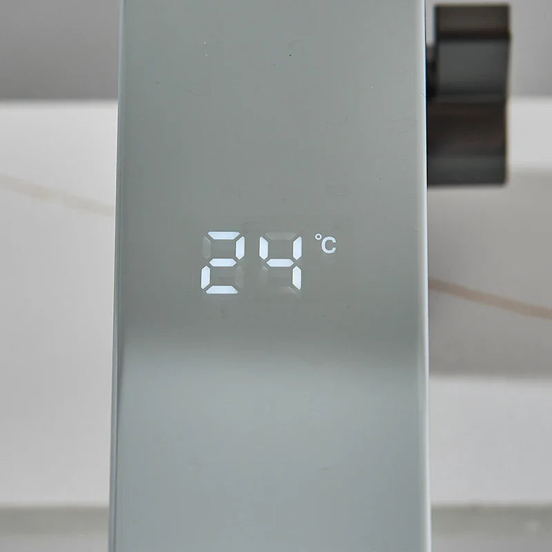 Robinet lavabo tactile affichage thermostatique numérique - Blanc - Laiton