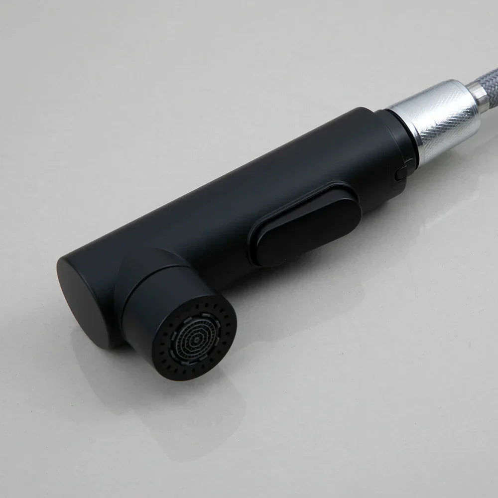 Robinet lavabo salle de bain deux jets - Noir - Laiton