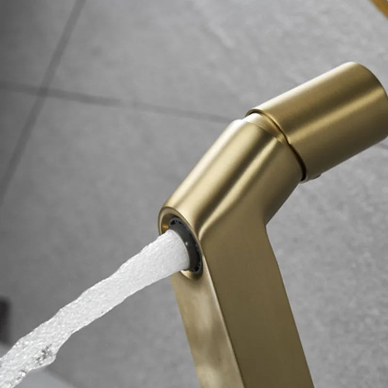 Robinet lavabo salle de bain mitigeur poignée ronde - Doré - Laiton