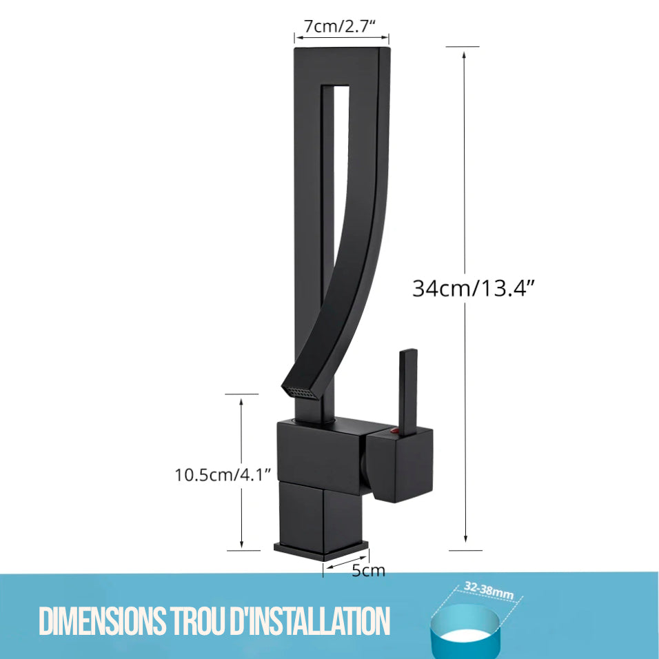 Robinet lavabo salle de bain haut design - Noir - Laiton