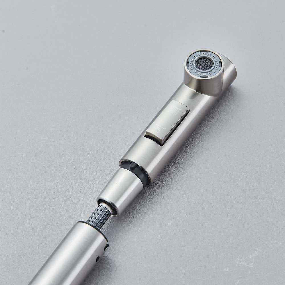 Robinet évier cuisine minimaliste flexible rétractable douchette - Argenté